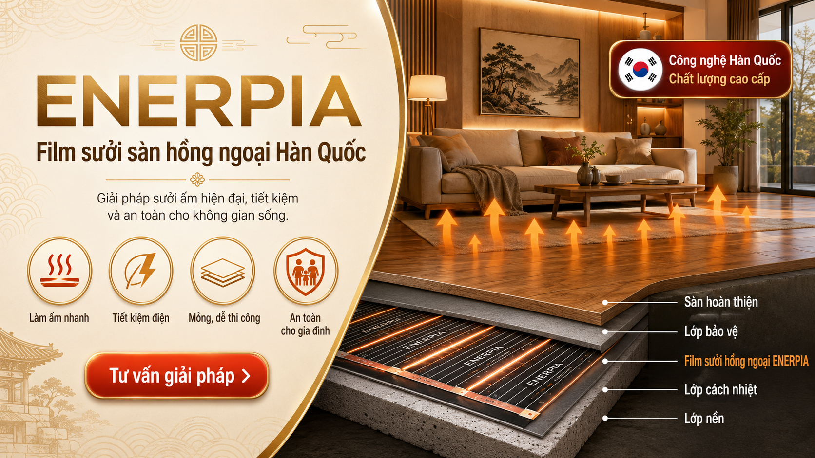  Film sưởi sàn hồng ngoại Enerpia Hàn Quốc