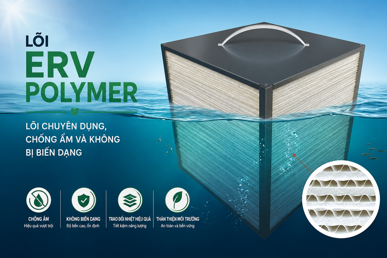 Máy Cấp Khí Tươi Trung Tâm Himpel Eco HRD-200EPI_U 12 Cấu trúc thân vỏ EPP siêu nhẹ và tiêu âm của máy Himpel