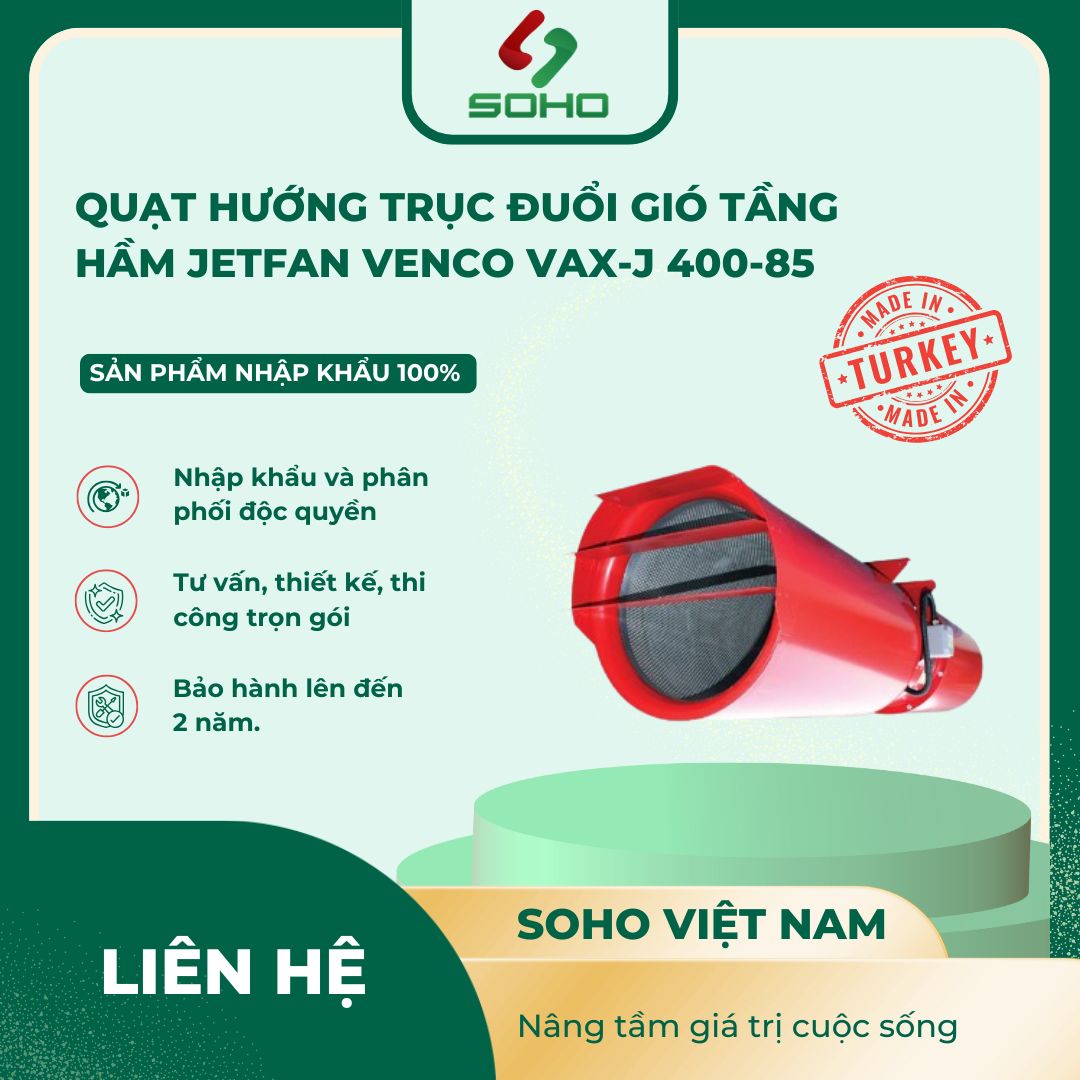 Quạt hướng trục đuổi gió tầng hầm Jetfan VENCO VAX-J 400-85