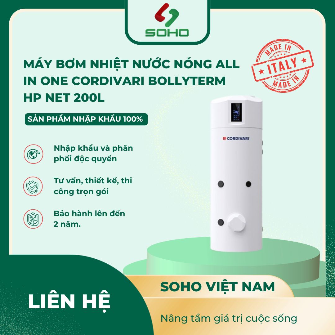 Máy bơm nhiệt nước nóng All In One Cordivari Bollyterm HP Net 200L