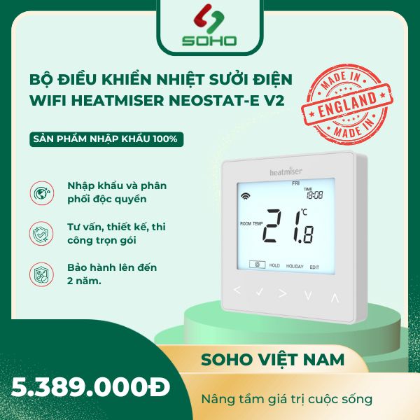 Bộ điều khiển nhiệt sưởi điện WIFI Heatmiser neoStat-E V2