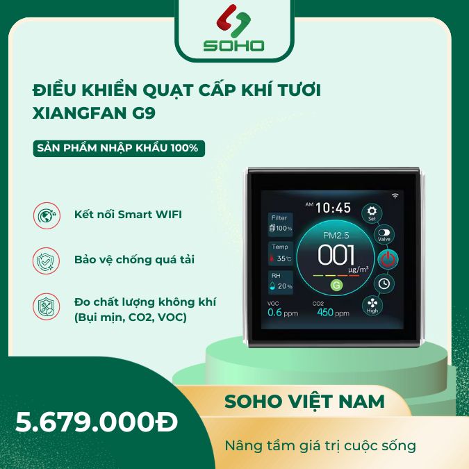 Điều khiển máy cấp khí tươi WIFI G9