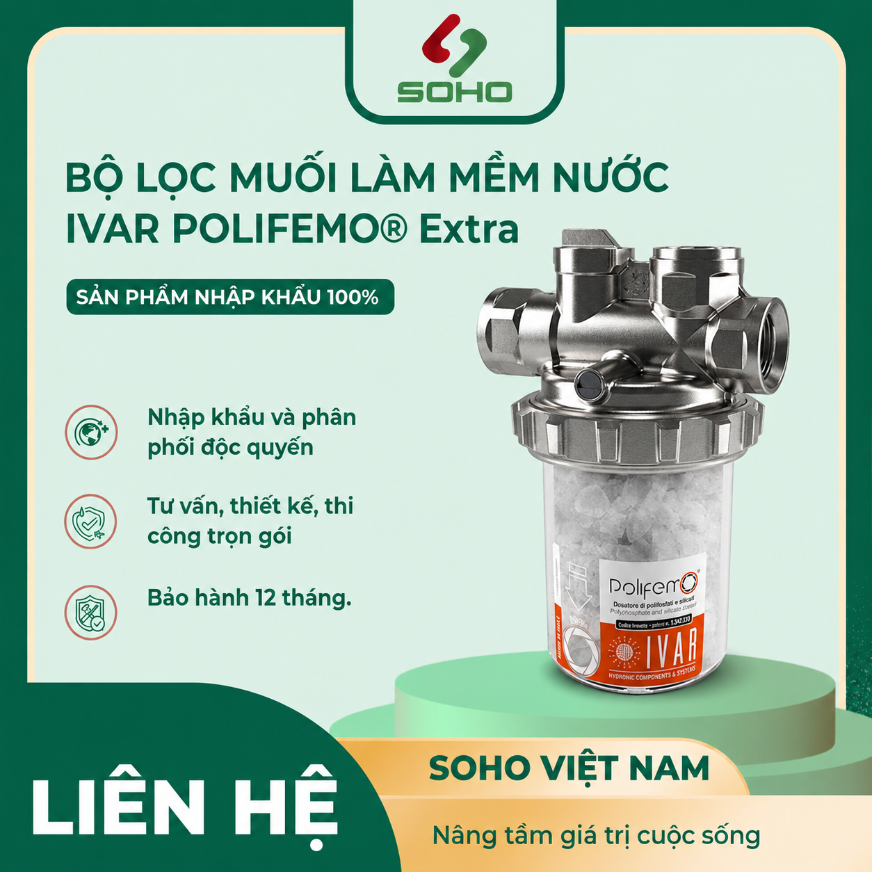 Bộ lọc muối làm mềm nước IVAR POLIFEMO® Extra