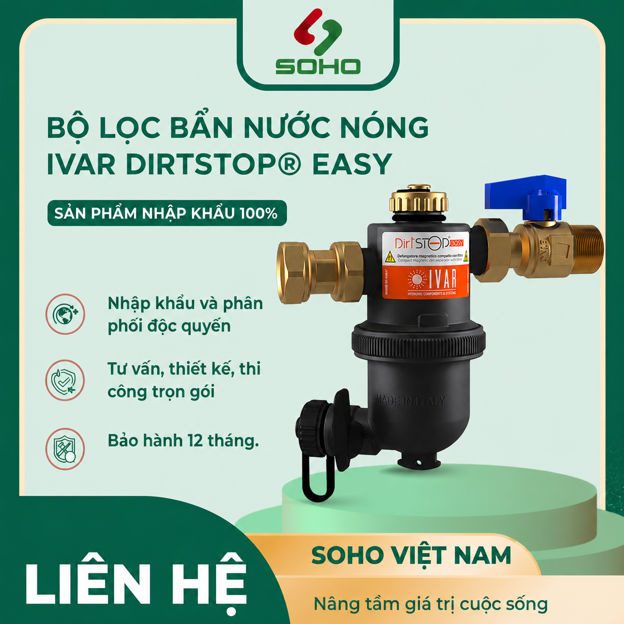 Bộ lọc bẩn nước nóng IVAR DIRTSTOP® EASY