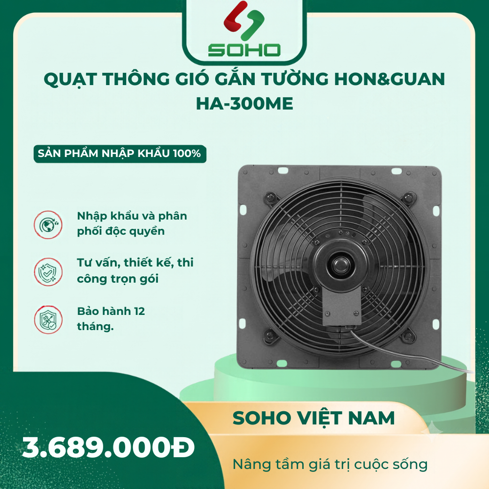 Quạt thông gió gắn tường HON&GUAN HA-300ME