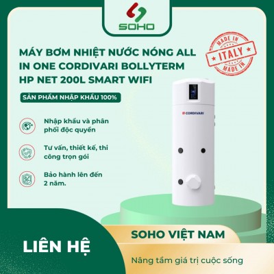 Máy bơm nhiệt nước nóng All In One Cordivari Bollyterm HP Net 200L Smart Wifi