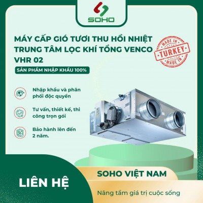 Máy cấp gió tươi thu hồi nhiệt trung tâm lọc khí tổng Venco VHR 02 