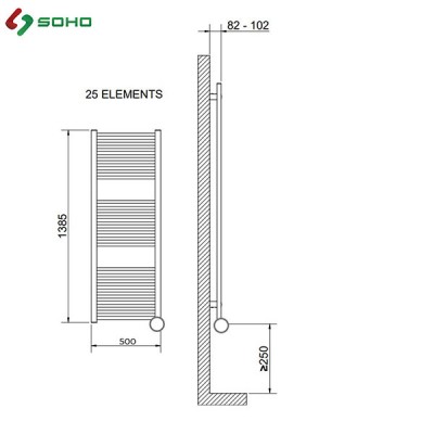 Thang Sấy Khăn Bằng Điện Cordivari Lisa 22 Electronic 1385x500