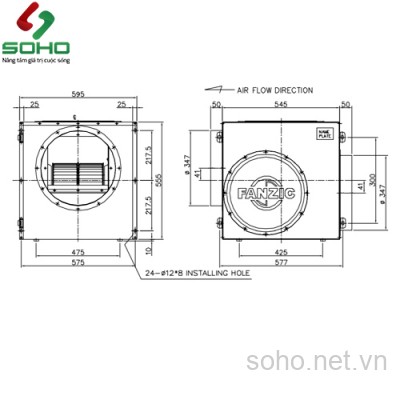 Quạt thông gió vuông Fanzic TFS-GD30FS