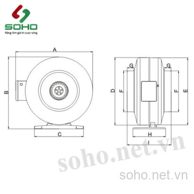 Quạt thông gió đồng trục ly tâm XingYi FZY-160