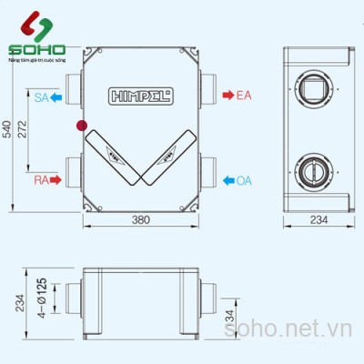 Máy Cấp Gió Tươi Hồi Nhiệt Himpel HRD1-100PLI-BC