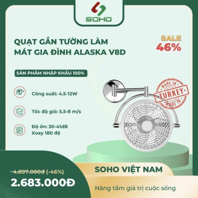 Quạt Gắn Tường Làm Mát Gia Đình Alaska V8D