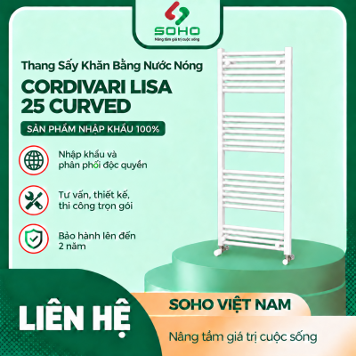 Thang Sấy Khăn Bằng Nước Nóng Cordivari Lisa 25 Curved