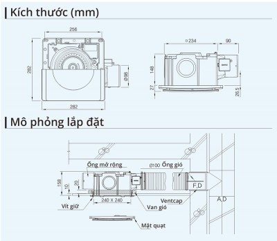 Quạt thông gió âm trần Himpel FZD-C160N