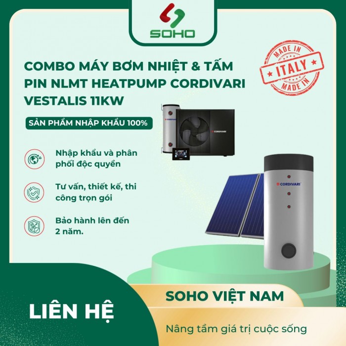 COMBO máy bơm nhiệt & Tấm pin NLMT Heatpump Cordivari Vestalis 11KW
