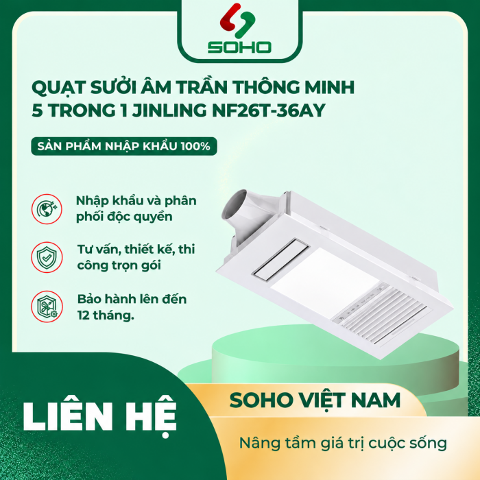 Quạt sưởi âm trần thông minh 5 trong 1 Jinling NF26T-36AY