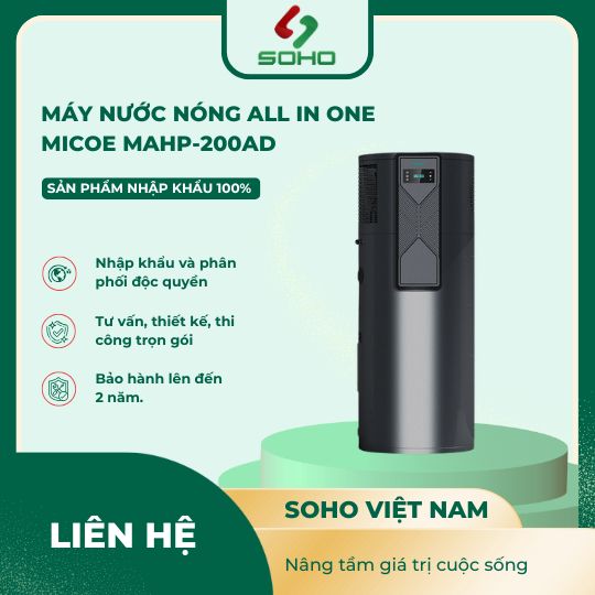 Máy bơm nhiệt nước nóng All In One Micoe MAHP-200AD