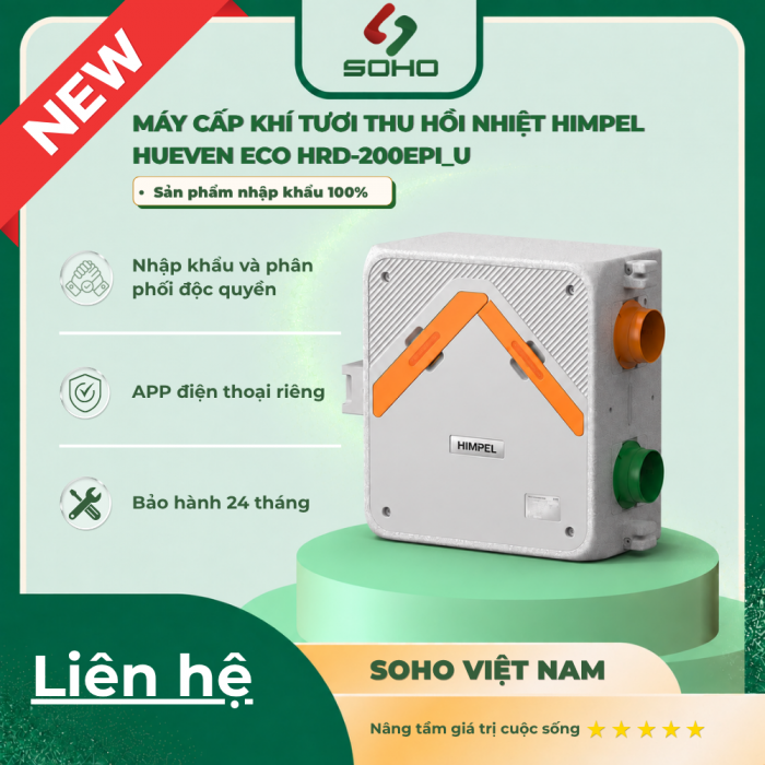 Máy Cấp Khí Tươi Thu Hồi Nhiệt Himpel HueVen Eco HRD-200EPI_U