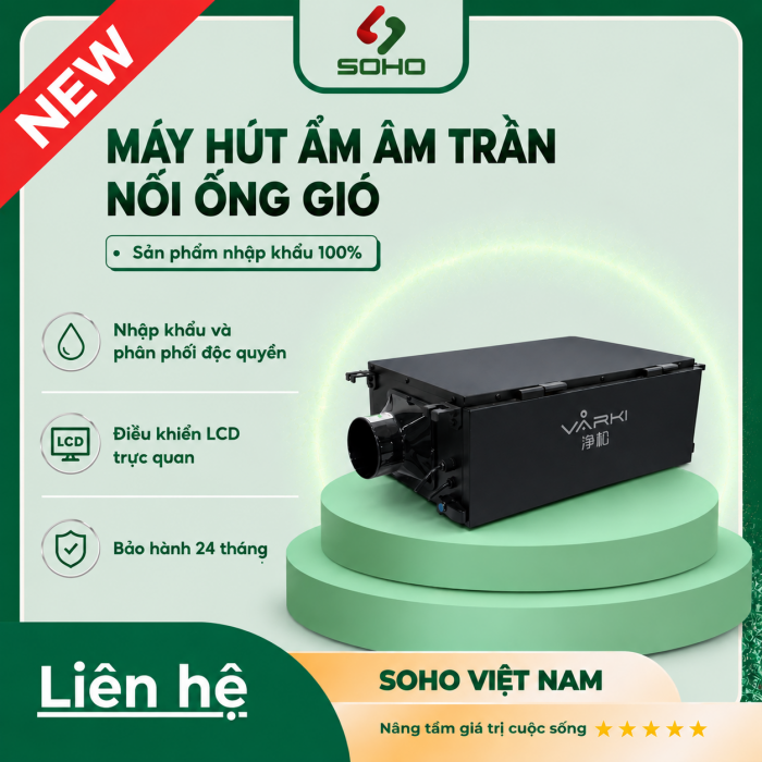 Máy hút ẩm âm trần nối ống gió Varki VD-D98B