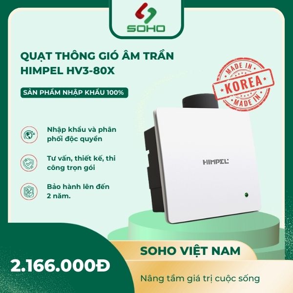 Quạt thông gió âm trần Himpel HV3-80X
