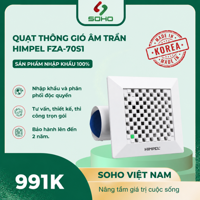 Quạt thông gió âm trần Himpel FZA-70S1