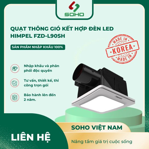 Quạt Thông Gió Kết Hợp Đèn Led Himpel FZD-L90SH