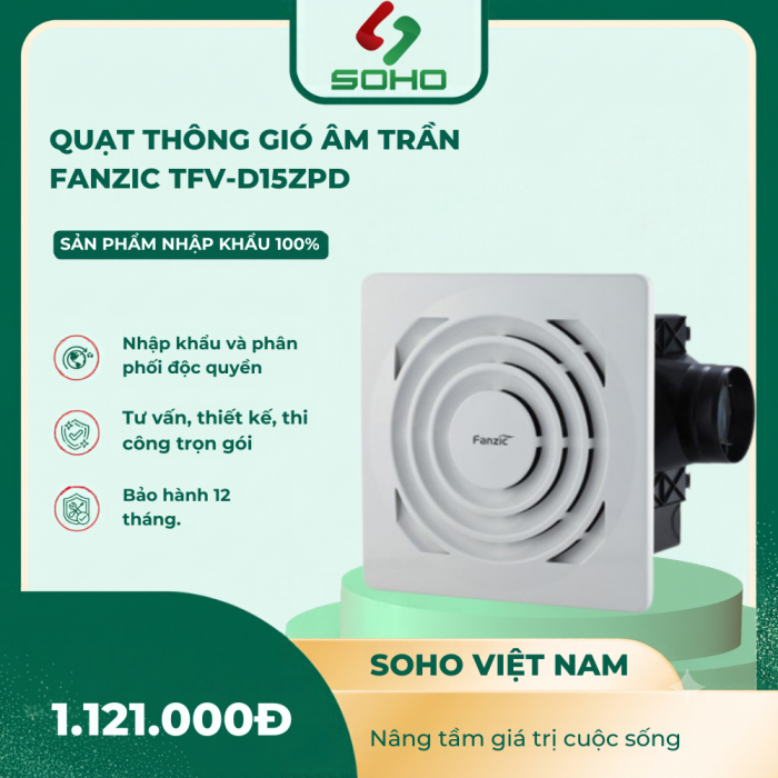 Quạt thông gió âm trần Fanzic TFV-D15ZPD