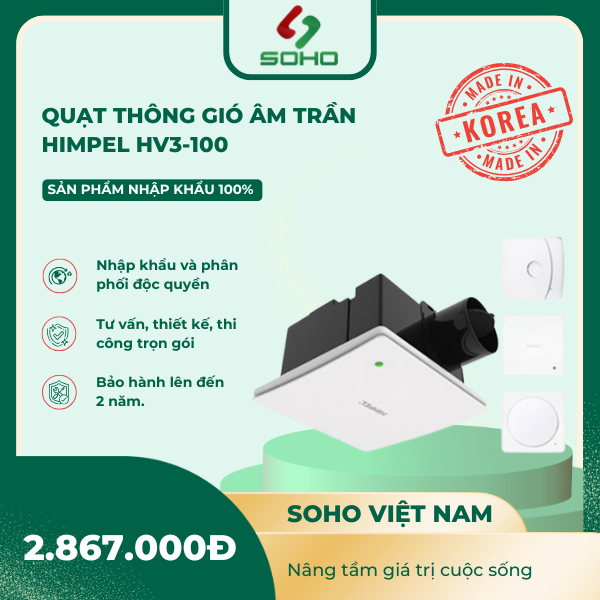 Quạt Thông Gió Âm Trần Himpel HV3-100