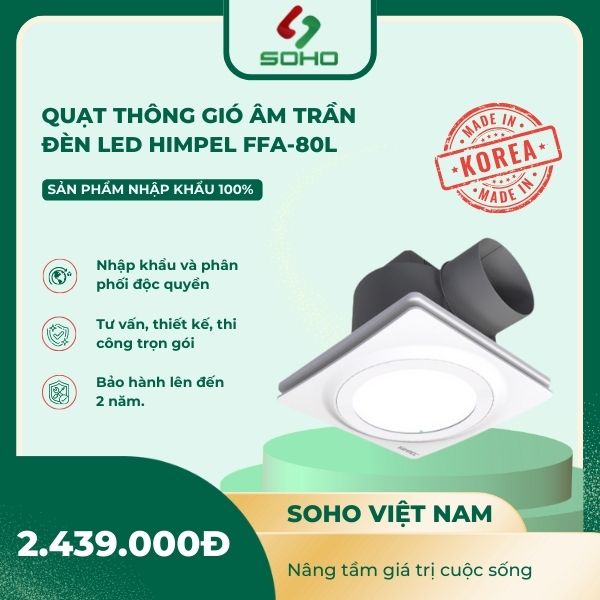 Quạt Thông Gió Âm Trần Đèn Led Himpel FFA-80L