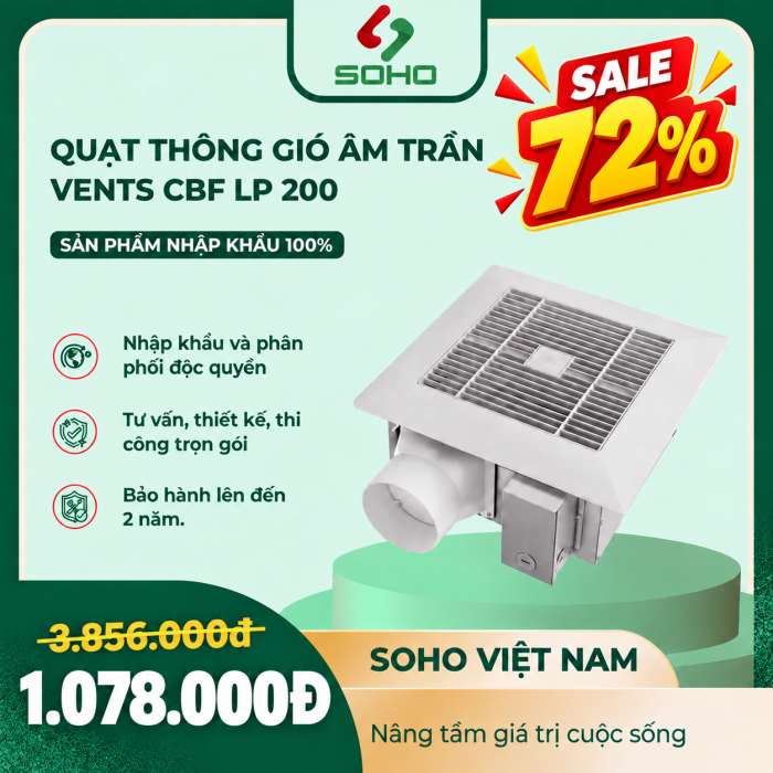Quạt Thông Gió Âm Trần Vents CBF LP 200