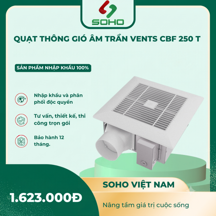 Quạt Thông Gió Âm Trần Vents CBF 250 T