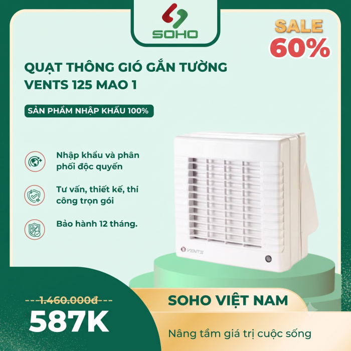 Quạt Thông Gió Gắn Tường Vents 125 MAO 1