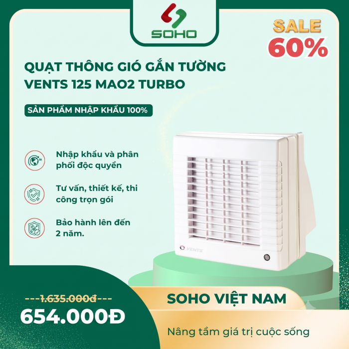 Quạt Thông Gió Gắn Tường Vents 125 MAO2 Turbo