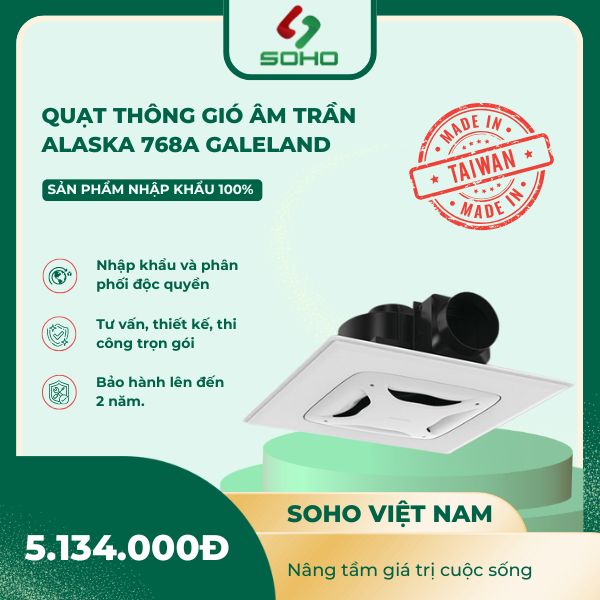 Quạt Thông Gió Âm Trần Alaska 768A Galeland