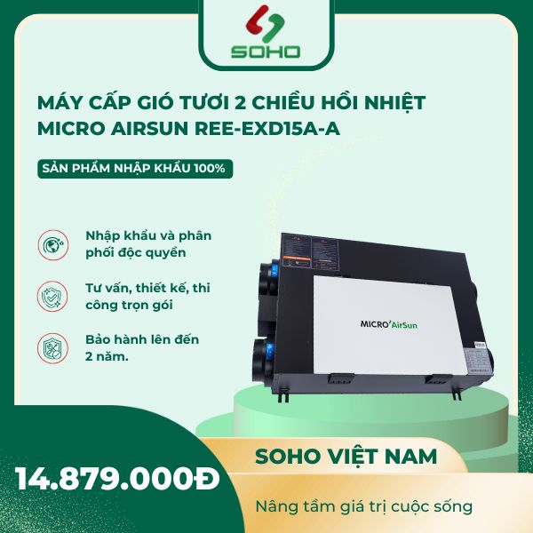 Quạt Cấp Gió Tươi Thu Hồi Nhiệt Micro Airsun Ree-EXD15A-A 