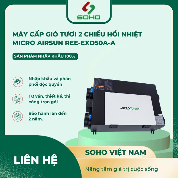 Quạt Cấp Gió Tươi Thu Hồi Nhiệt Micro Airsun Ree-EXD50A-A