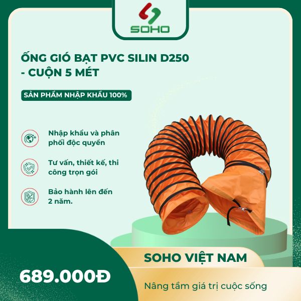 Ống gió bạt PVC SILIN D250 - cuộn 5 mét