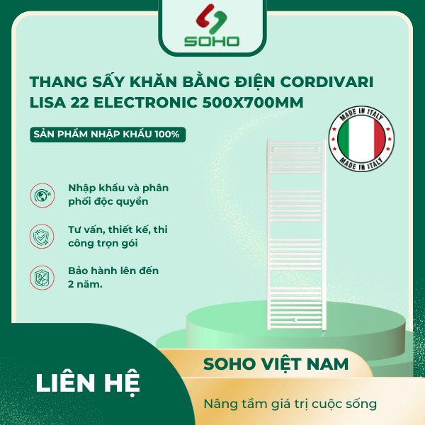 Thang Sấy Khăn Bằng Điện Cordivari Lisa 22 Electronic 1160mm