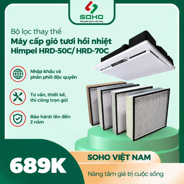 Bộ lọc thay thế Máy cấp gió tươi hồi nhiệt Himpel HRD-50C/ HRD-70C