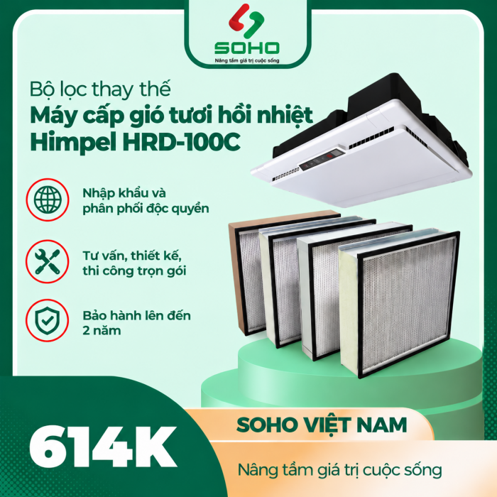 Bộ lọc thay thế Máy cấp gió tươi hồi nhiệt Himpel HRD-100C