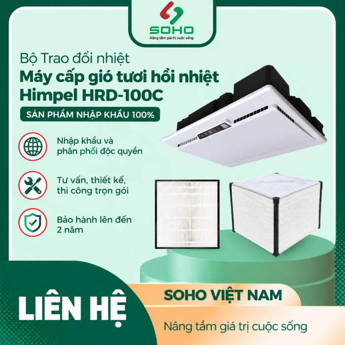 Bộ Trao đổi nhiệt Máy cấp gió tươi hồi nhiệt Himpel HRD-100C