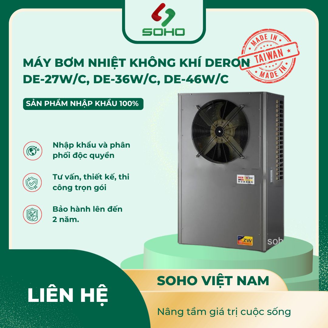 Máy bơm nhiệt không khí Deron DE-27W/C, DE-36W/C, DE-46W/C