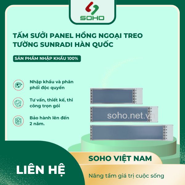 Tấm sưởi panel hồng ngoại treo tường Sunradi Hàn Quốc