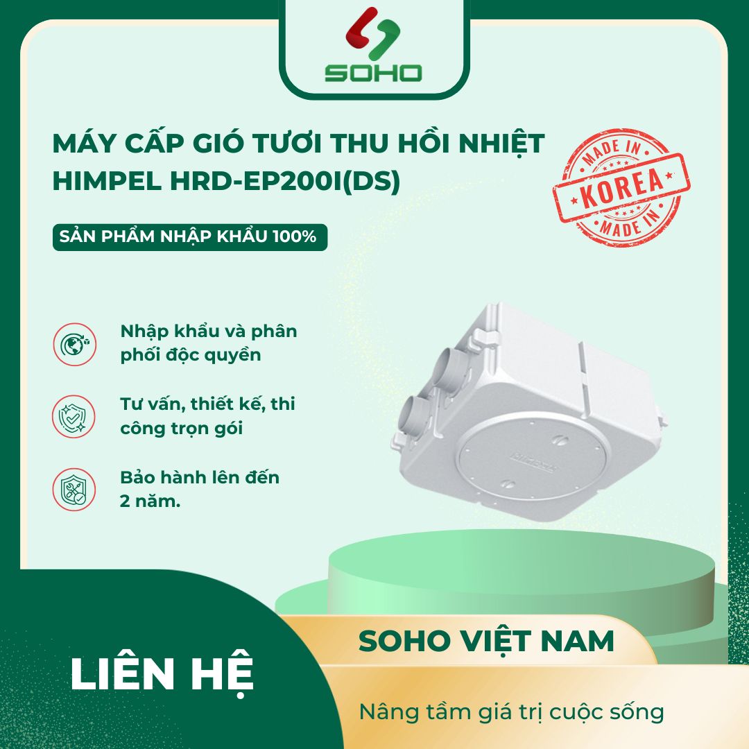 Máy Cấp Gió Tươi Thu Hồi Nhiệt Himpel HRD-EP200I(DS)