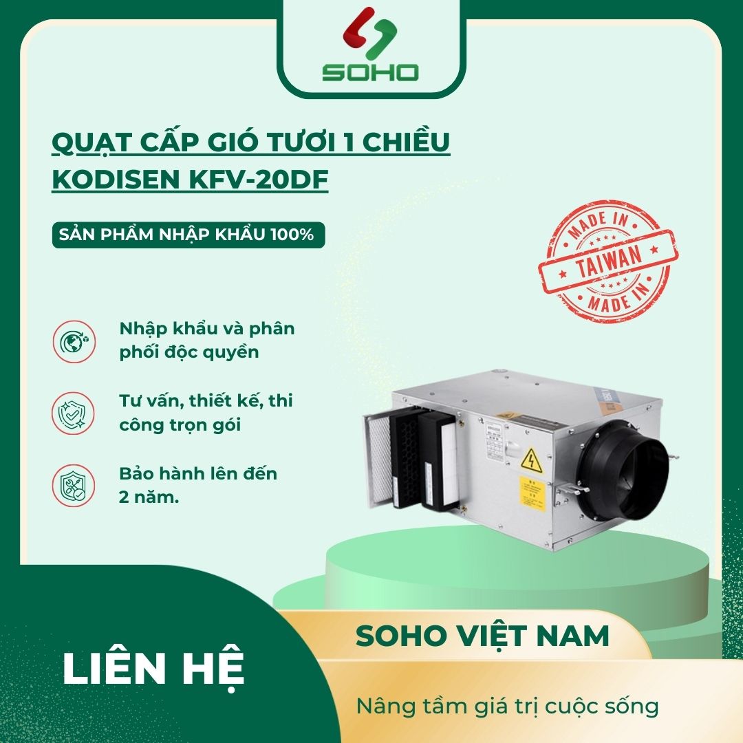 Quạt Cấp Gió Tươi 1 Chiều KODISEN KFV-20DF