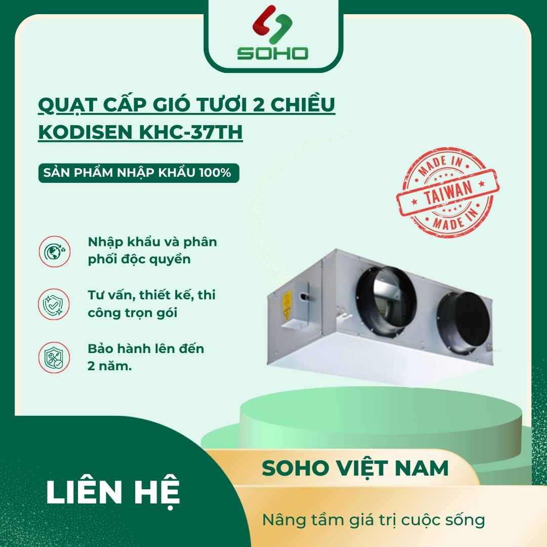 Quạt Cấp Gió Tươi 2 Chiều KODISEN KHC-37TH