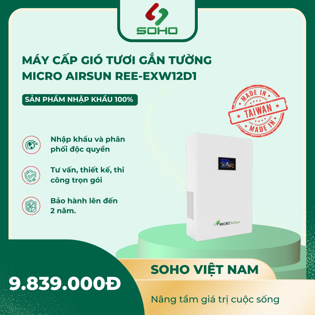 Máy cấp gió tươi gắn tường Micro Airsun Ree-EXW12D1