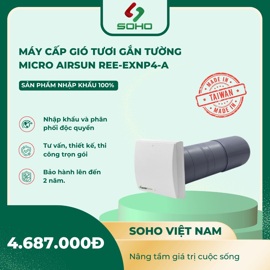Máy cấp gió tươi gắn tường Micro Airsun Ree-EXNP4-A