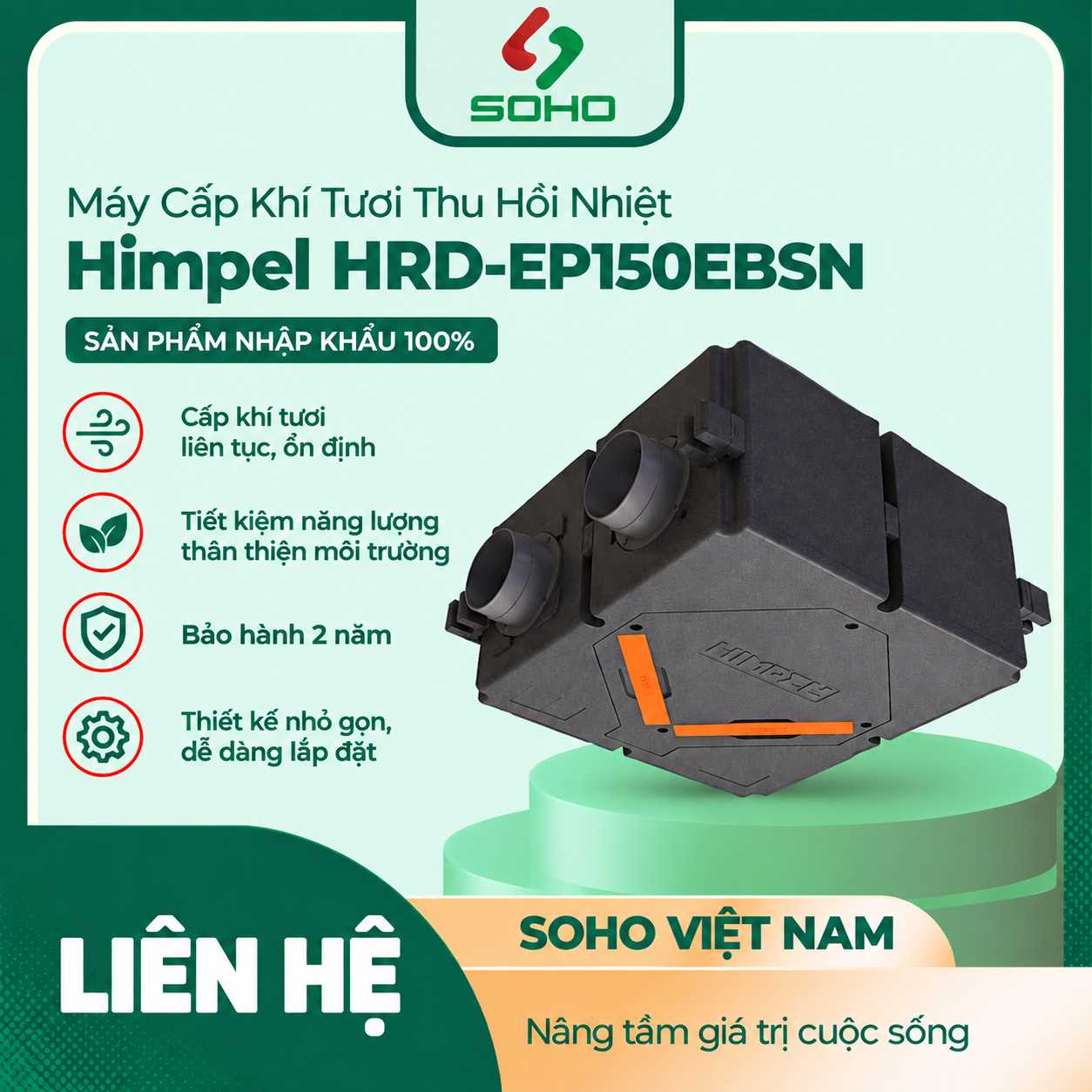 Máy Cấp Khí Tươi Thu Hồi Nhiệt Himpel HRD-EP150EBSN