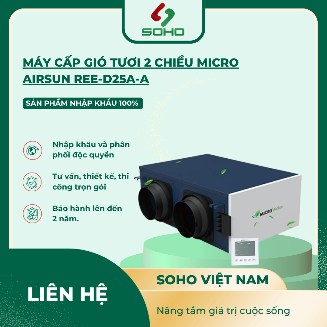 Máy Cấp Gió Tươi 2 Chiều Micro Airsun Ree-D25A-A